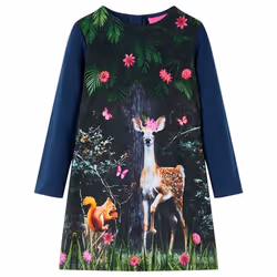 Robe pour enfants à manches longues bleu marine 116 - 116