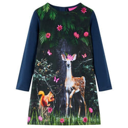 Robe pour enfants à manches longues bleu marine 116 - 116