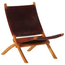 vidaXL Chaise de relaxation pliable - Cuir marron foncé