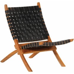 Chaise De Relaxation Pliable Noir Cuir Véritable Vidaxl
