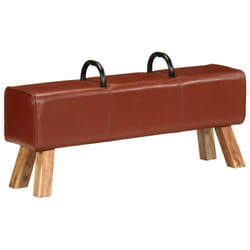 Banc De Gymnastique Marron 110 Cm Cuir Véritable Vidaxl