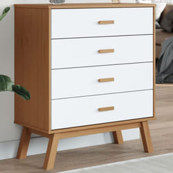 Vidaxl - Armoire à tiroirs olden blanc et marron bois de pin solide
