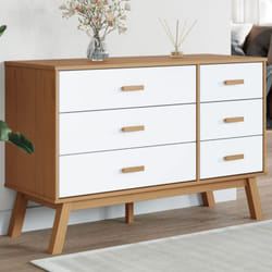 Vidaxl - Armoire à tiroirs olden blanc et marron bois de pin solide