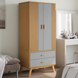Garde-robe olden gris et marron 76,5x53x172 cm bois massif pin Vidaxl