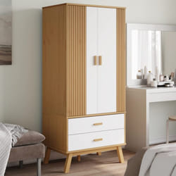 Garde-robe olden blanc et marron 76,5x53x172 cm bois massif pin Vidaxl