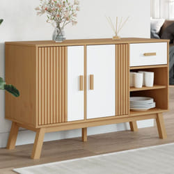 Vidaxl - Buffet olden blanc et marron 114x43x73,5 cm bois massif de pin