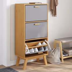Avec cette armoire à chaussures en bois délicate et robuste, vous pouvez ranger efficacement vos chaussures et ajouter une dé ...