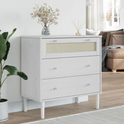 Vidaxl - Commode senja aspect de rotin blanc bois de pin solide