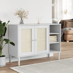 Buffet SENJA aspect rotin blanc 112x40x80cm bois massif de pin vidaXL