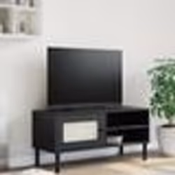 vidaXL Meuble TV SENJA aspect rotin noir 106x40x49cm bois massif pin