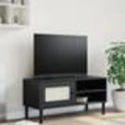 vidaXL Meuble TV SENJA aspect rotin noir 106x40x49cm bois massif pin