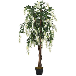 vidaXL Glycine artificielle 1260 feuilles 180 cm vert et blanc