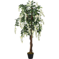 Glycine artificielle 1470 feuilles 200 cm vert et blanc vidaXL