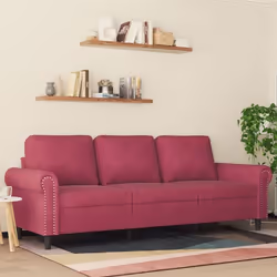 vidaXL Canapé à 3 places Rouge bordeaux 180 cm Velours