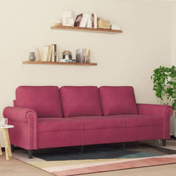 vidaXL Canapé à 3 places Rouge bordeaux 180 cm Velours