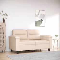 vidaXL Canapé à 2 places Beige 120 cm Tissu microfibre