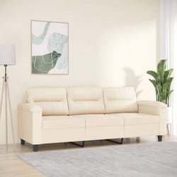 vidaXL Canapé à 3 Places Siège avec Accoudoirs et Dossier Meuble de Salon Salle de Séjour Intérieur Moderne Beige Tissu 359572