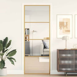 vidaXL Porte intérieure mince doré 76x201,5 cm verre trempé aluminium