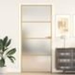vidaXL Porte intérieure mince doré 93x201,5 cm verre trempé aluminium