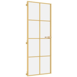 Porte Intérieure Mince Doré 76x201,5 Cm Verre Trempé Aluminium Vidaxl