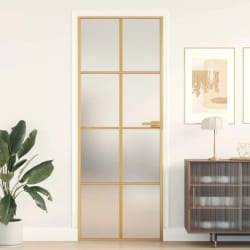 vidaXL Porte intérieure 76x201,5 Verre trempé - Doré