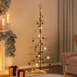 vidaXL Arbre de Noël métallique avec base en bois - 180 cm