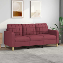 Vidaxl - Canapé à 3 places Rouge bordeaux 180 cm Tissu