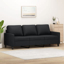 Vidaxl - Canapé à 3 places Noir 180 cm Similicuir