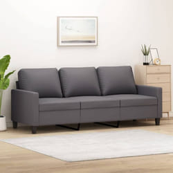 Vidaxl - Canapé à 3 places Gris 180 cm Similicuir