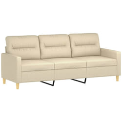 Canapé à 3 places Crème 180 cm Tissu vidaXL