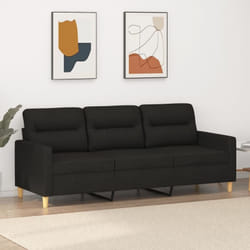 Canapé à 3 places Noir 180 cm Tissu Vidaxl