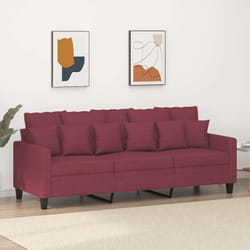 Vidaxl - Canapé à 3 places Rouge bordeaux 180 cm Tissu