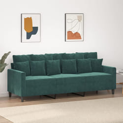 Vidaxl - Canapé à 3 places Vert foncé 180 cm Velours