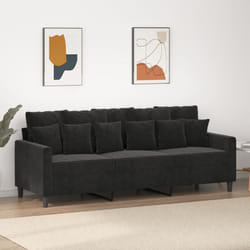 Canapé à 3 places Noir 180 cm Velours vidaXL