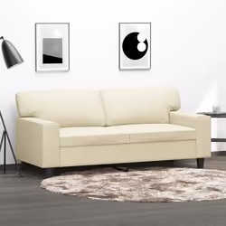 vidaXL Canapé à 2 places Crème 140 cm Similicuir