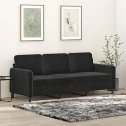Vidaxl - Canapé à 3 places Noir 180 cm Velours