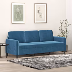 vidaXL Canapé à 3 places Bleu 180 cm Velours