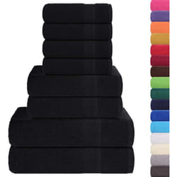 Vidaxl - Ensemble de serviettes 8 pcs noir 360 g/m² 100% coton
