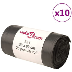 vidaXL Sacs poubelles 250 pcs noir 35 L