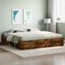 vidaXL Cadre de lit sans matelas chêne fumé 200x200 cm - 200 x 200 cm