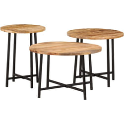 Tables basses gigognes 3 pcs bois massif de manguier et fer vidaXL