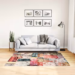vidaXL Tapis lavable patchwork multicolore 120x170 cm antidérapant