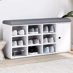 vidaXL Banc à chaussures blanc 102x32x50 cm bois d'ingénierie