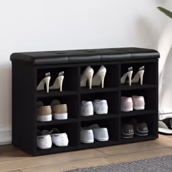 Gardez vos chaussures bien organisées et toujours à portée de main avec ce banc à chaussures ! Matériau robuste : le bois d'i ...
