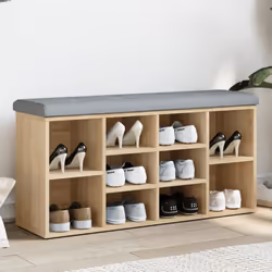 Gardez vos chaussures bien organisées et toujours à portée de main avec ce banc à chaussures ! Matériau robuste : le bois d'i ...