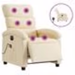 vidaXL Fauteuil inclinable de massage électrique crème tissu