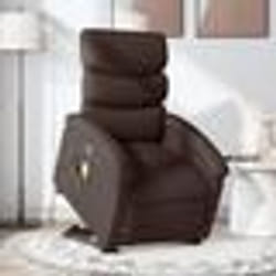 vidaXL Fauteuil inclinable de massage Marron foncé Tissu