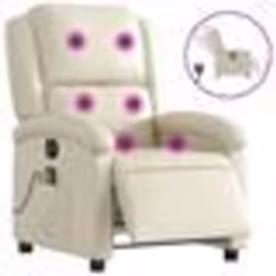 vidaXL Fauteuil de massage inclinable électrique crème similicuir