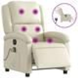 vidaXL Fauteuil de massage inclinable électrique crème similicuir