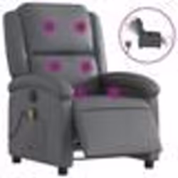 vidaXL Fauteuil de massage inclinable électrique gris similicuir